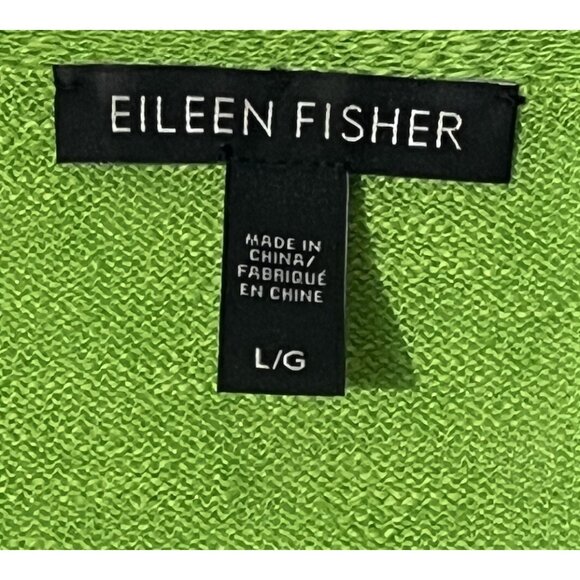 Eileen Fisher Grass Green Organic Linen Cotton Long Sleeve Tunic Sweater - Picture 9 of 10